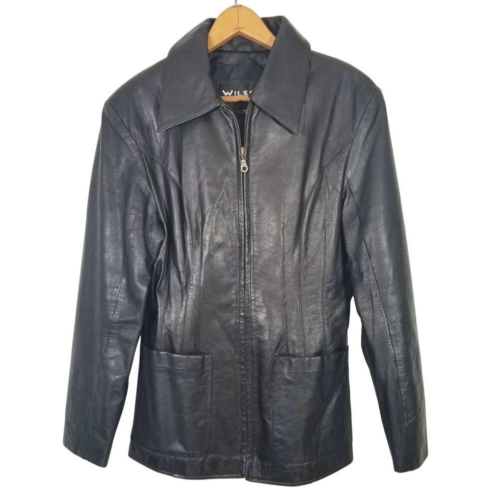 Wilsons Black Leather Jacket Small